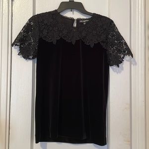 Karl Lagerfeld velvet/lace top